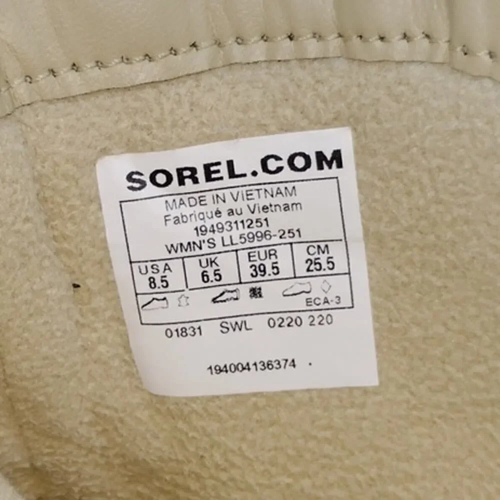 Sorel Lenox Womens Pre-owned Beige & Black Lace Up Combat Boots - sz. 8 1/2